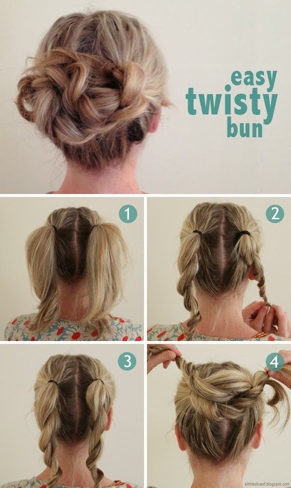 Simple twisty bun tutorial for long hair