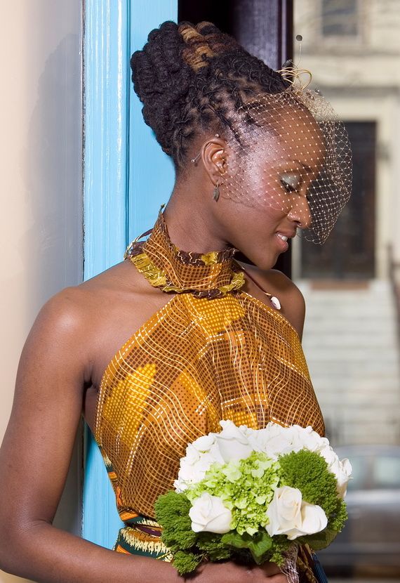 Wedding hairstyle with net for black women