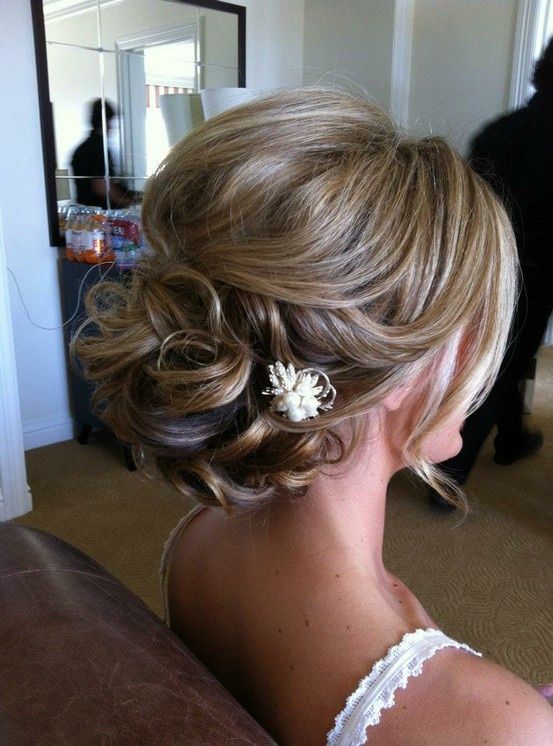 Wedding updo hairstyle for medium hair