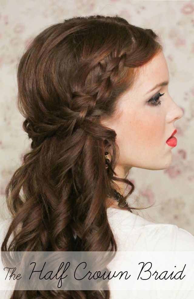 Half up wedding hairstyle for medium hair with braid