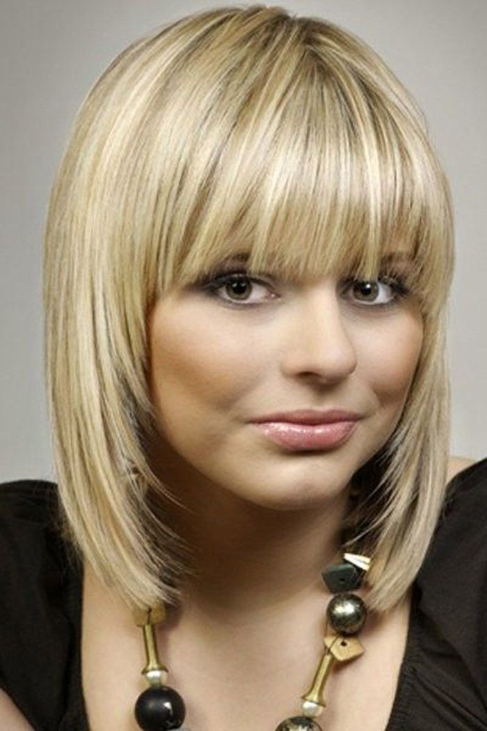 Pretty medium hairstyle with bangs