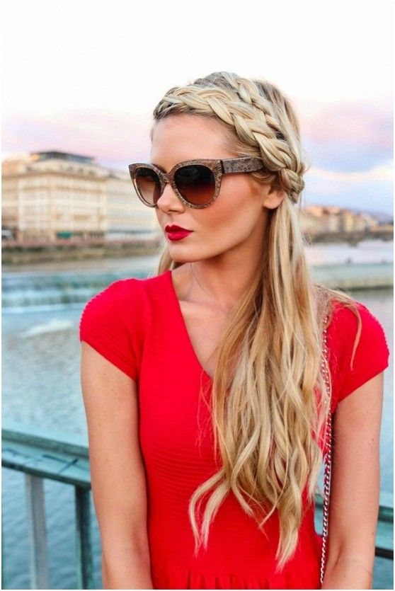 Braided headband hairstyle for long hair