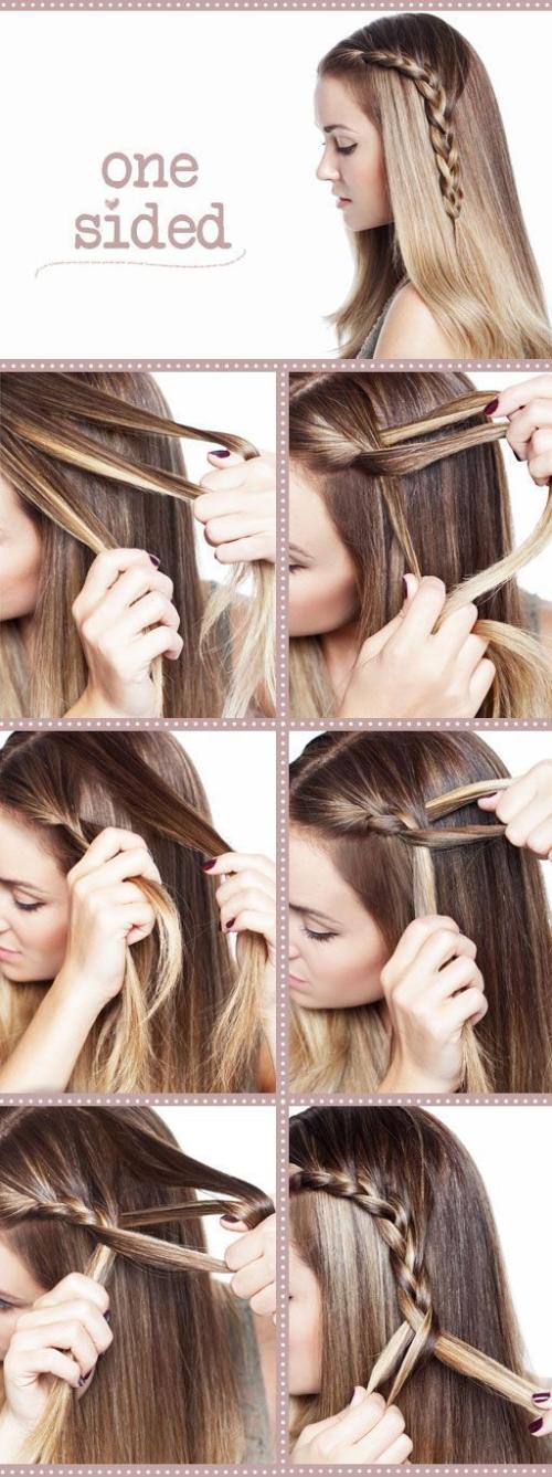 One-sided braided hairstyle tutorial