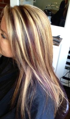 Blonde hair with red highlights