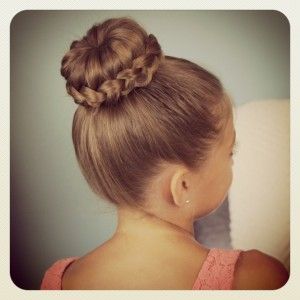 Braided bun hairstyle for school girls