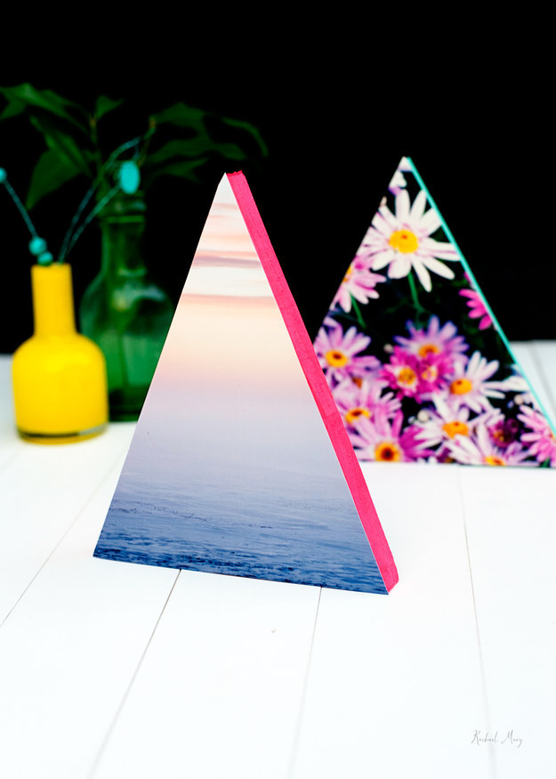 DIY neon triangle photo frame