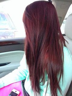 Long straight red hairstyle