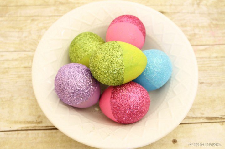 Glitter-dipped Easter eggs