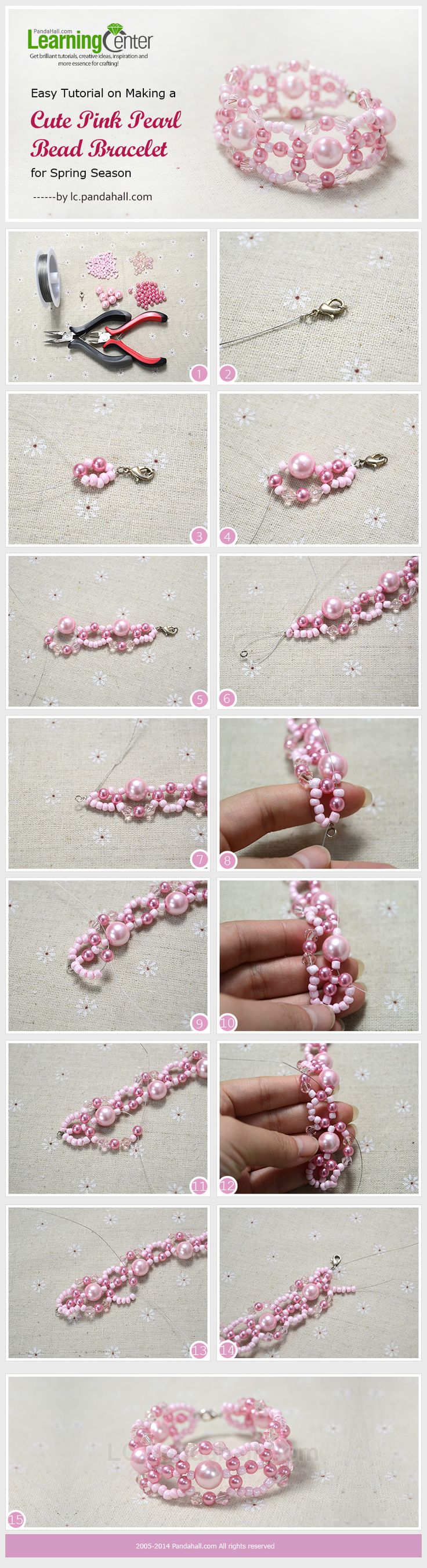 Pink pearl bead bracelet