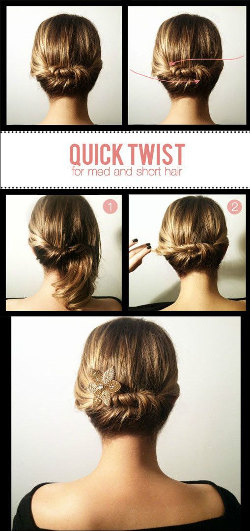 Glamorous updo for medium length curly hair