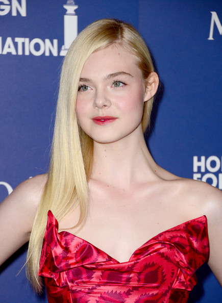 Elle Fanning Long Hair with Ombre Lips