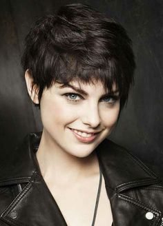 Short layered black pixie hairstyle