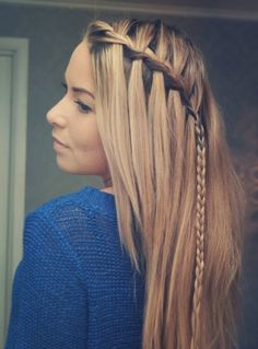 Cute waterfall braided hairstyle