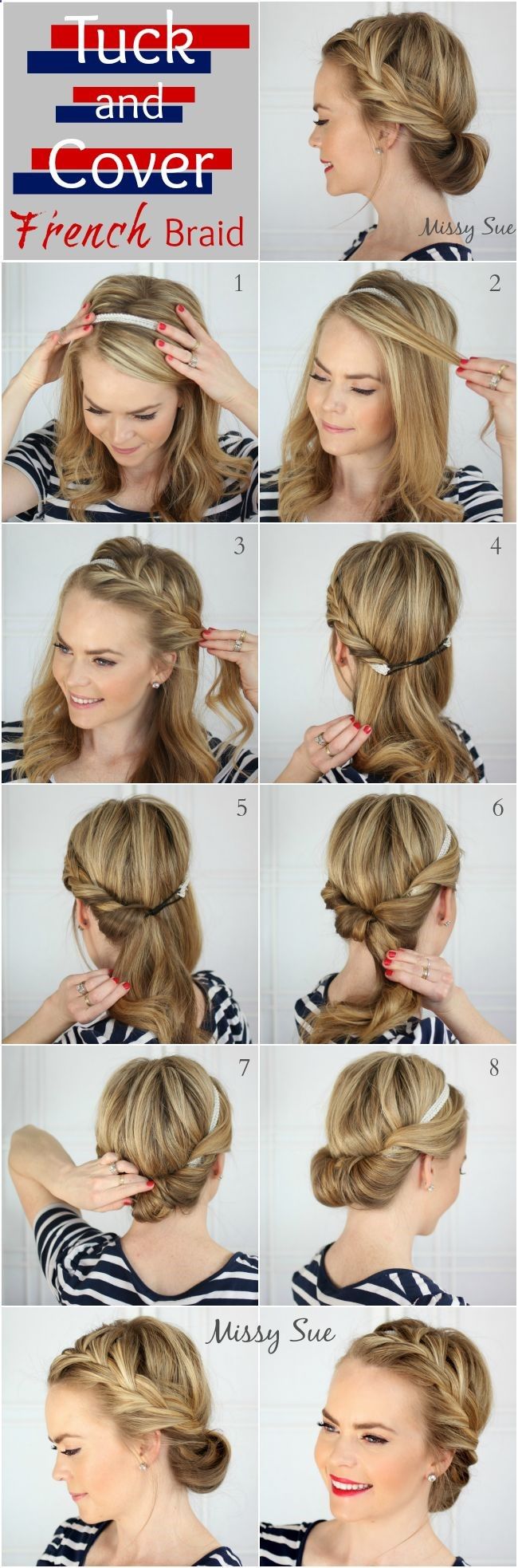 Tuck and Cover French Braid updo