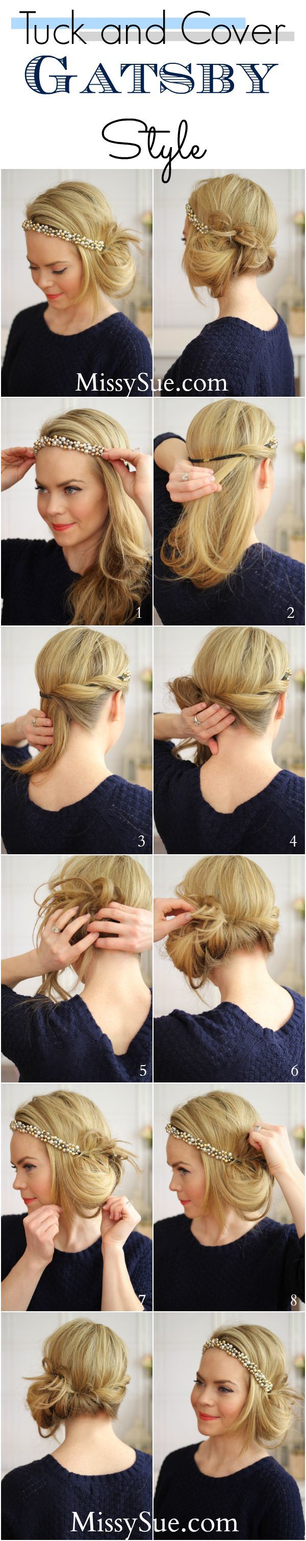 Pretty side swept bun with a headband