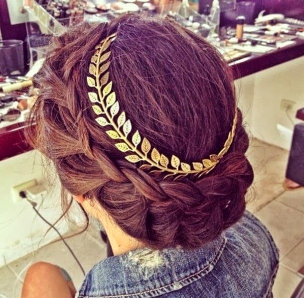 Fantastic braided updo with a metallic headband