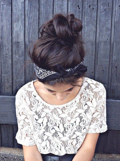 Loose updo with a headscarf