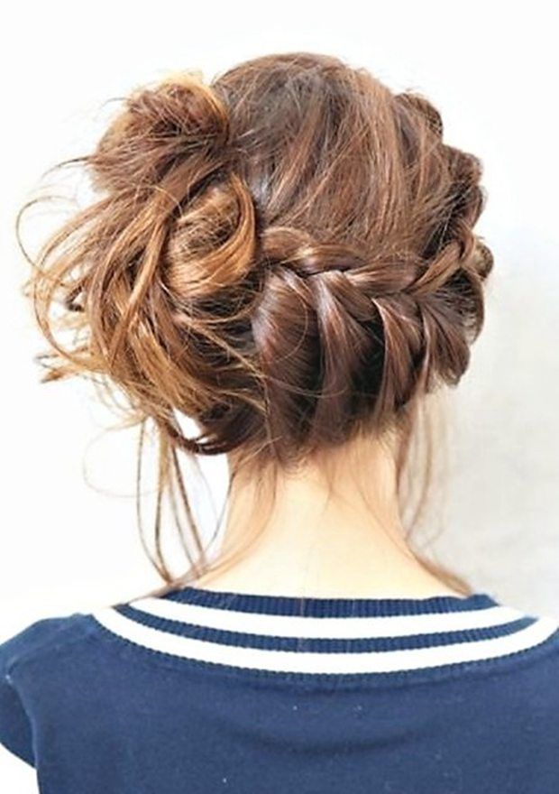 Adorable messy braided updo hairstyle