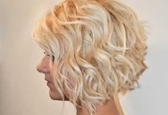 Short blonde curly bob hairstyle