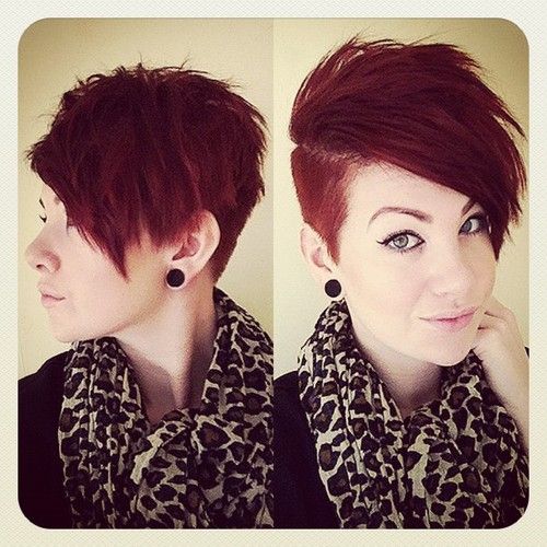 Short pixie haircut with side bangs