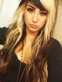 Cool black hair with blonde highlights