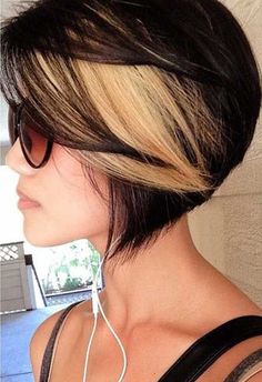 Black bob haircut with blonde highlights