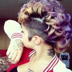 Purple and orange mohawk hairstyle