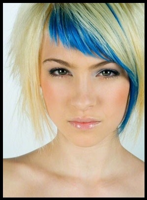 Blue colored funky hairstyle