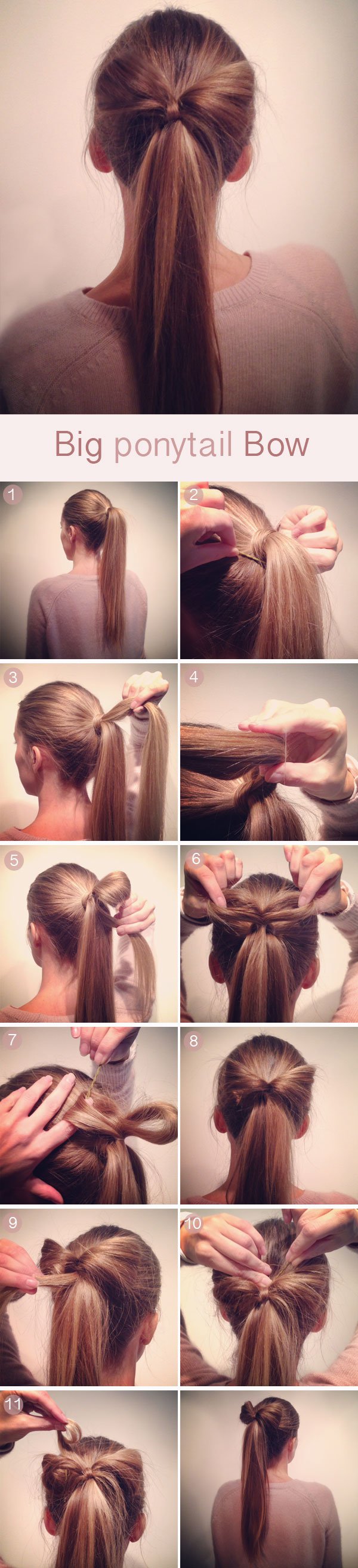 Ponytail hairstyle with a hair bow