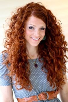 Long curly hairstyle for copper hair
