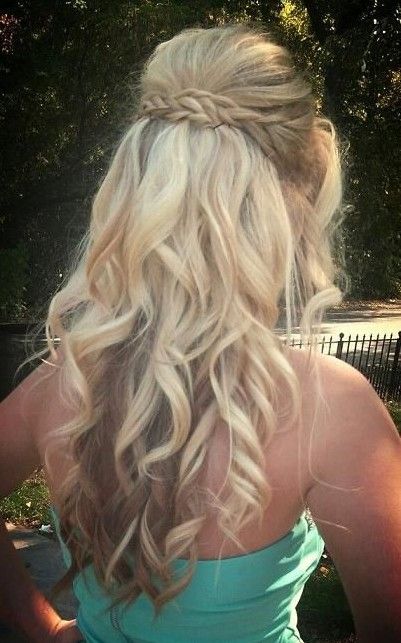 Braided blonde curly hairstyle