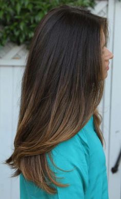 Long straight brunette ombre hairstyle