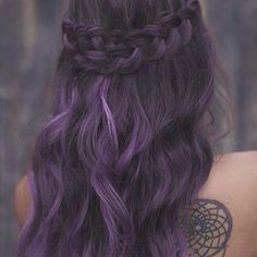 Braided headband for purple hairstyle