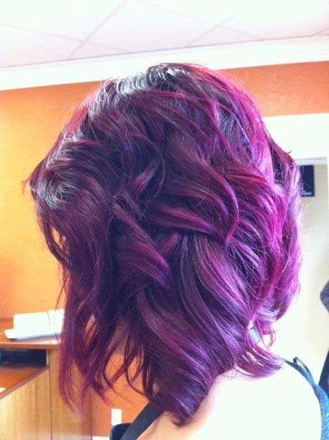 Curly bob purple hairstyle