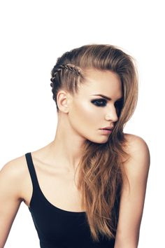 Side braided punk hairstyle