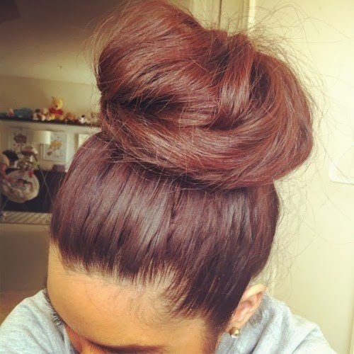 Loose top knots for long hair