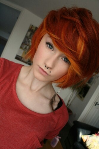 Orange wavy bob hairstyle