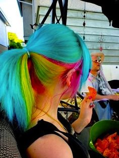 Rainbow ponytail hairstyle