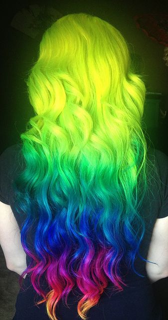 Super long wavy rainbow hairstyle