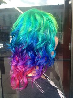 Rainbow hairstyle for medium length hair