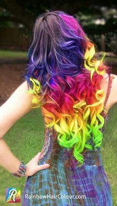 Long wavy rainbow hairstyle