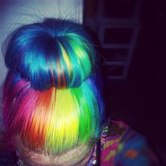 Rainbow bun hairstyle