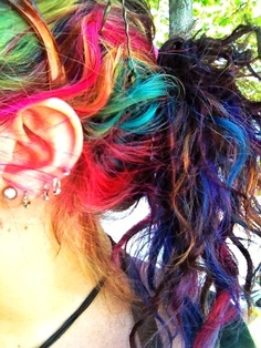 Messy rainbow ponytail hairstyle