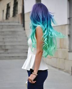 Dip-dyed rainbow hairstyle