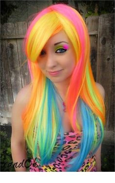 Long straight rainbow hairstyle