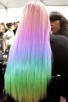 Long straight rainbow hairstyle