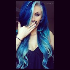 Long wavy blue hairstyle