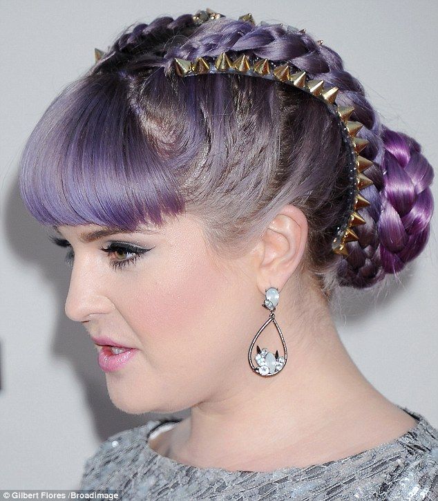 Braided purple bun for Kelly Osbourne hairstyles