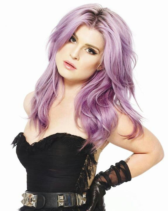 Long wavy purple Kelly Osbourne hairstyle