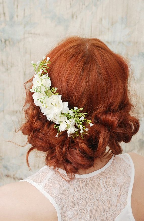 Red hair with flowers